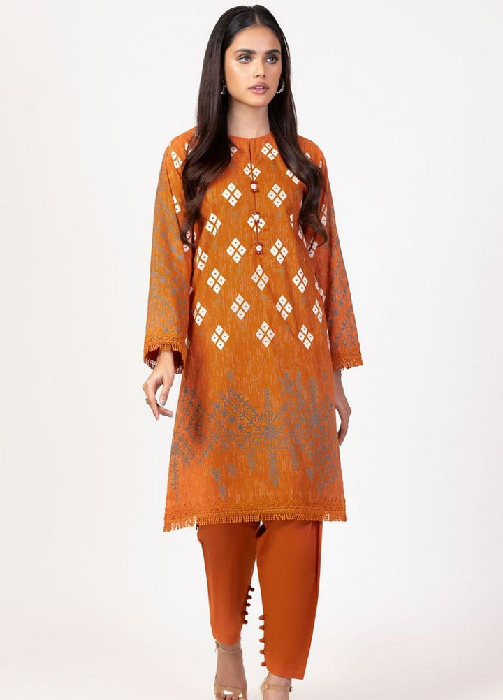 Al Karam Printed Lawn Suits Unstitched 2 Piece AK22S SS-45.1-22 Rust - Summer Collection