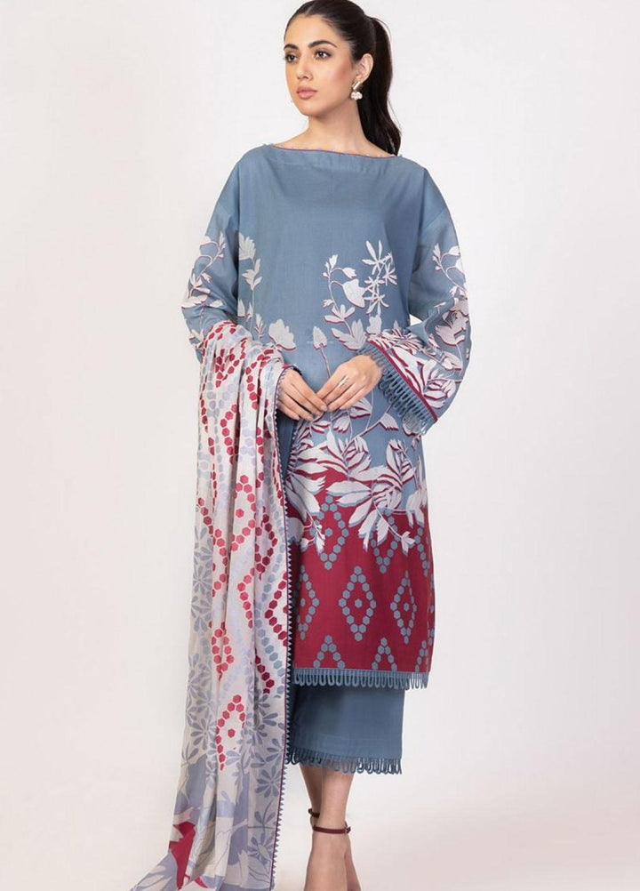 Al Karam Printed Lawn Suits Unstitched 2 Piece AK22S SS-46-22 Grey - Summer Collection
