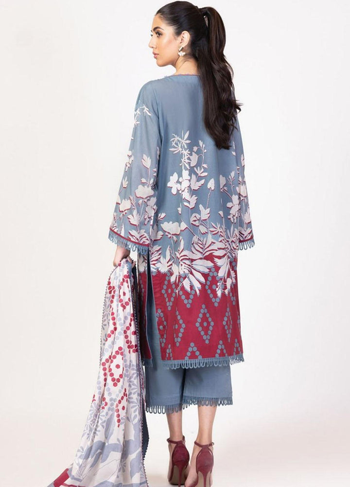 Al Karam Printed Lawn Suits Unstitched 2 Piece AK22S SS-46-22 Grey - Summer Collection