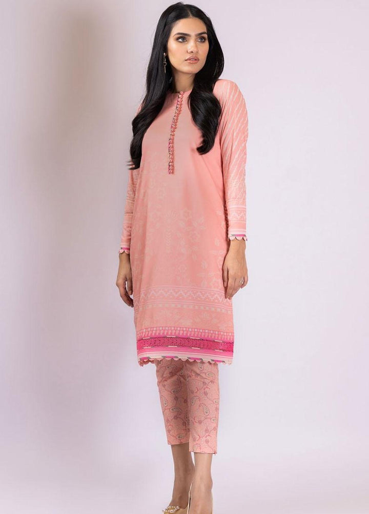 Al Karam Printed Lawn Suits Unstitched 2 Piece AK22S SS-46.1-22 Peach - Summer Collection