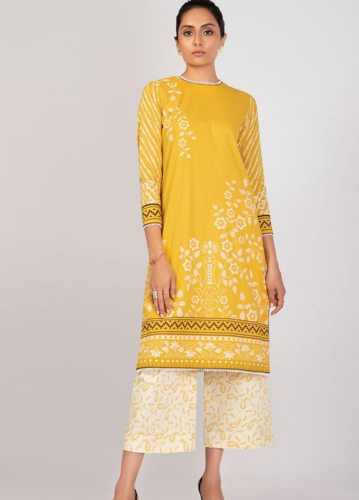 Al Karam Printed Lawn Suits Unstitched 2 Piece AK22S SS-46.1-22 Yellow - Summer Collection