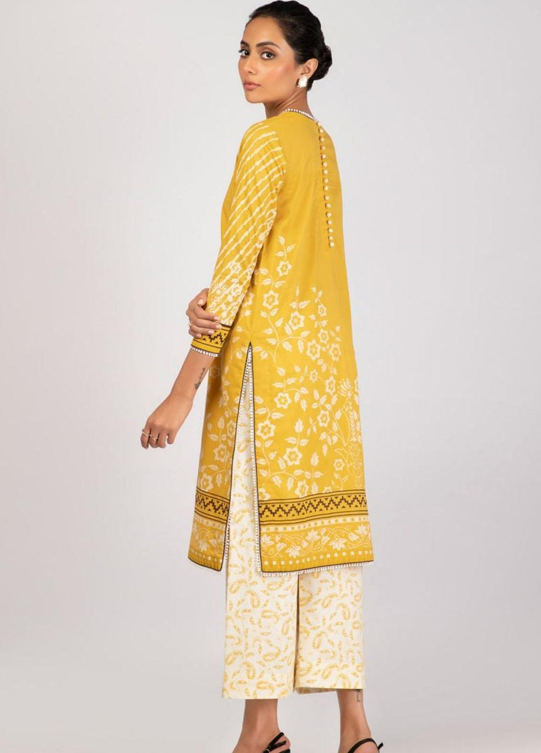 Al Karam Printed Lawn Suits Unstitched 2 Piece AK22S SS-46.1-22 Yellow - Summer Collection