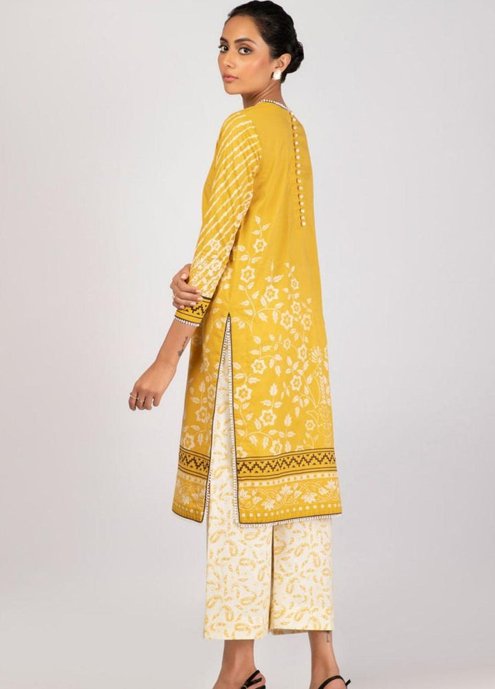 Al Karam Printed Lawn Suits Unstitched 2 Piece AK22S SS-46.1-22 Yellow - Summer Collection