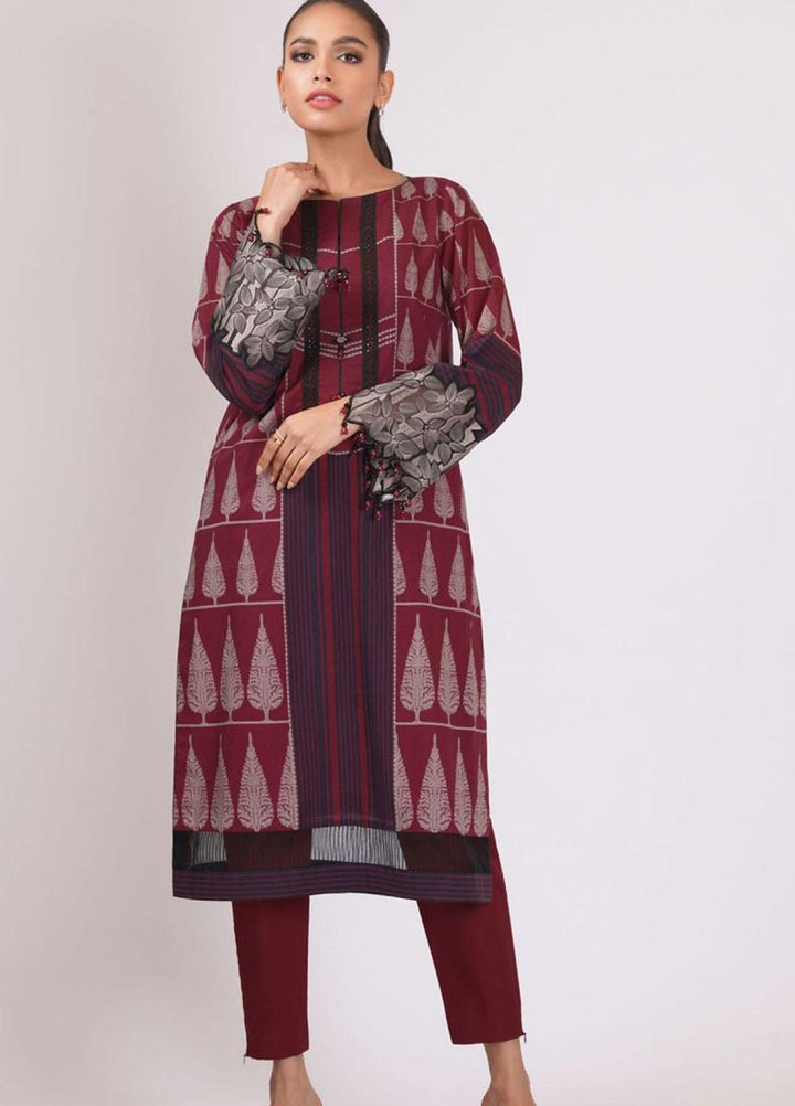 Al Karam Embroidered Lawn Suits Unstitched 2 Piece AK22S SS-47-22 Red - Summer Collection