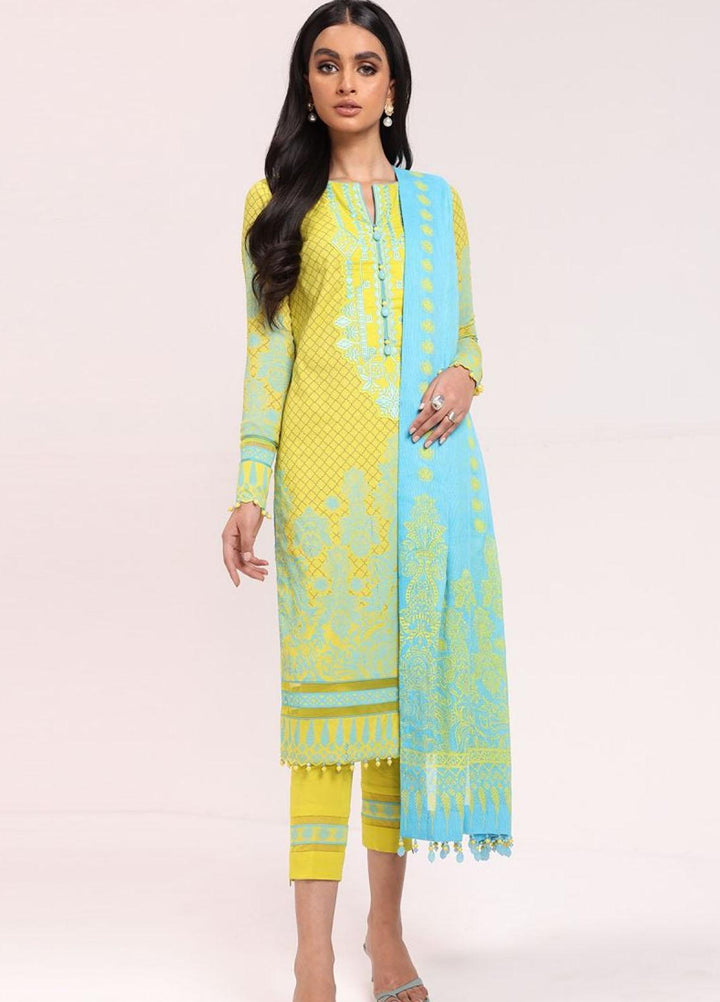 Al Karam Embroidered Lawn Suits Unstitched 2 Piece AK22S SS-49.1-22 Yellow - Summer Collection