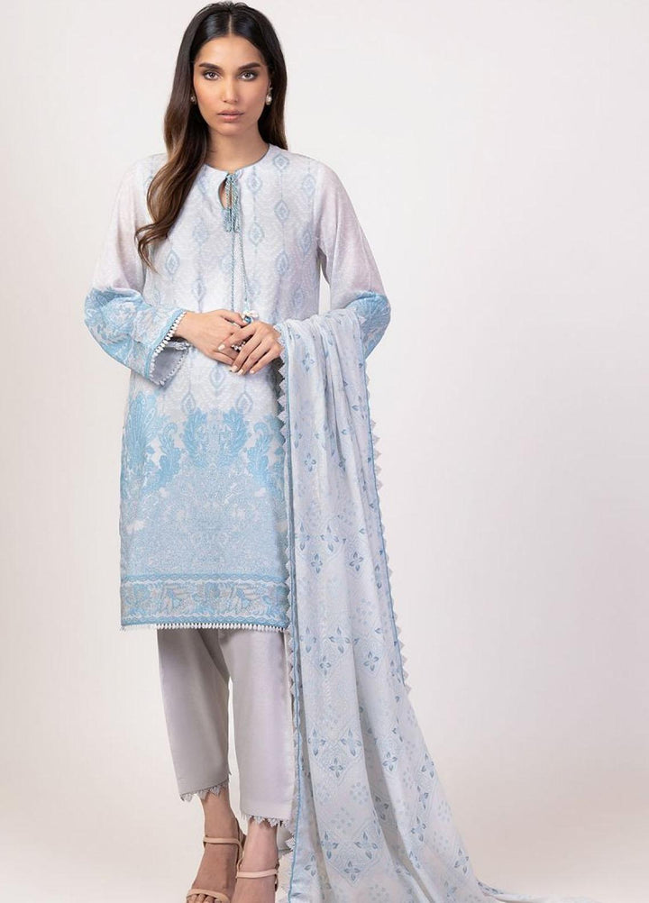 Al Karam Printed Lawn Suits Unstitched 3 Piece AK22S SS-5.1-22 Grey - Summer Collection