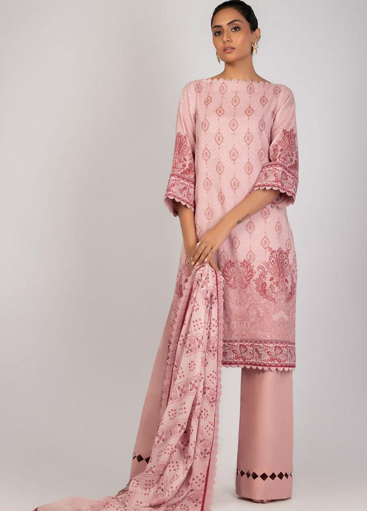 Al Karam Printed Lawn Suits Unstitched 3 Piece AK22S SS-5.1-22 Pink - Summer Collection