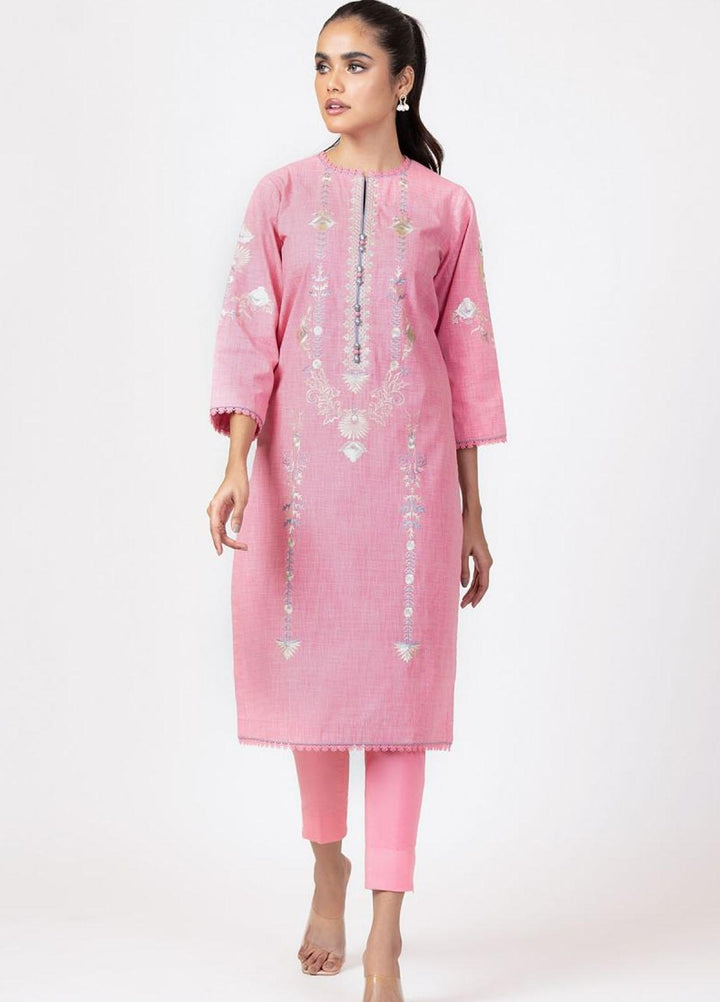 Al Karam Embroidered Yarn Suits Unstitched 2 Piece AK22S SS-50-22 Pink - Summer Collection
