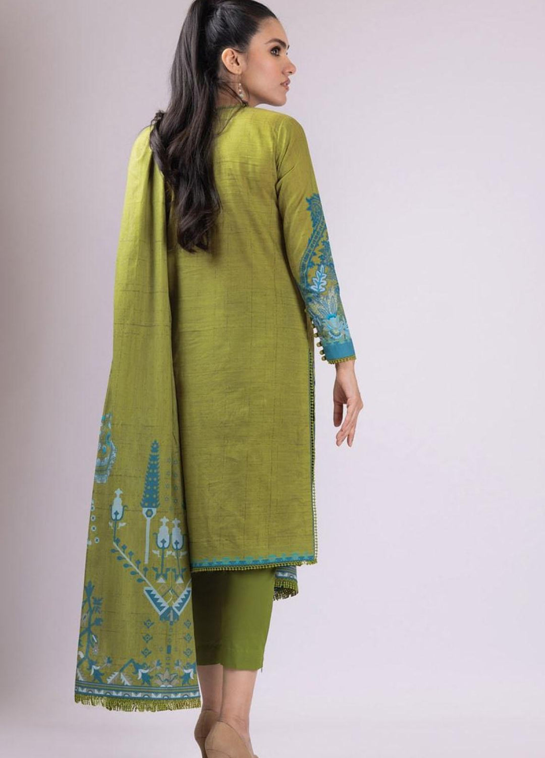 Al Karam Embroidered Lawn Suits Unstitched 2 Piece AK22S SS-50.1-22 Green - Summer Collection