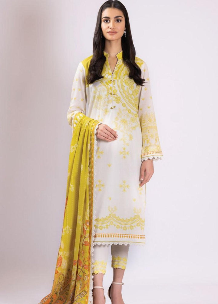 Al Karam Embroidered Lawn Suits Unstitched 2 Piece AK22S SS-51.1-22 Yellow - Summer Collection