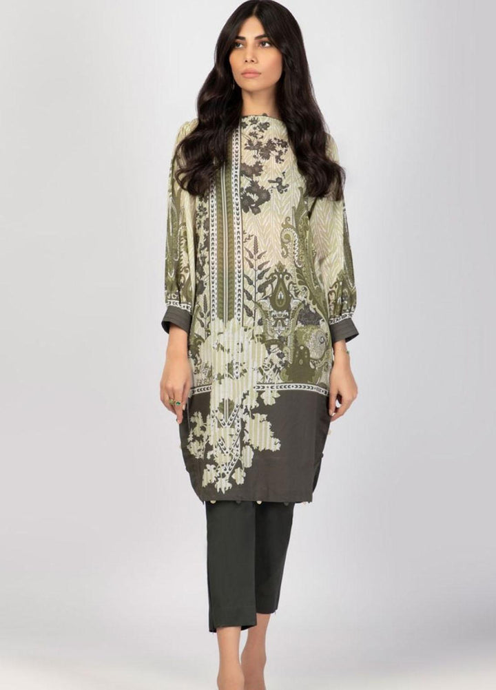 Al Karam Printed Lawn Suits Unstitched 2 Piece AK22S SS-53-22 Green - Summer Collection