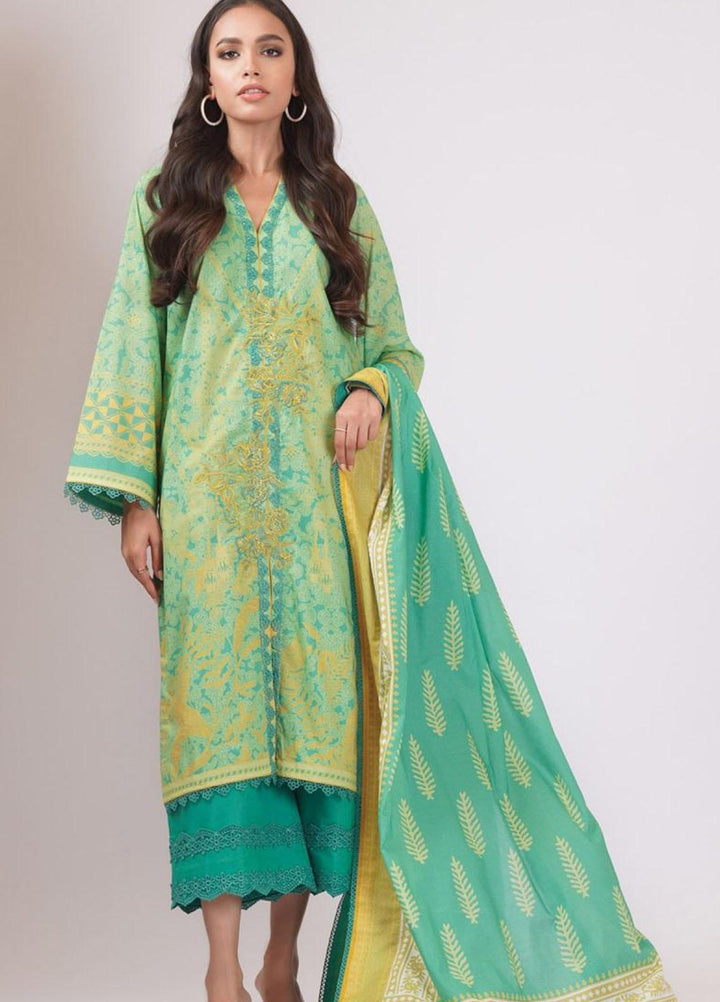 Al Karam Embroidered Lawn Suits Unstitched 2 Piece AK22S SS-53.1-22 Green - Summer Collection