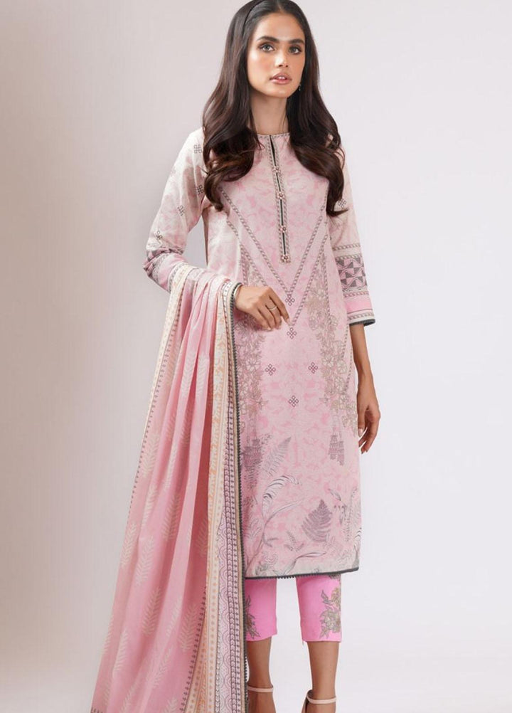 Al Karam Embroidered Lawn Suits Unstitched 2 Piece AK22S SS-53.1-22 Pink - Summer Collection