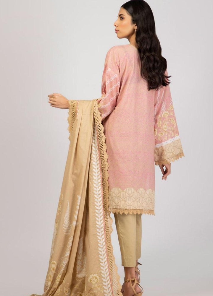Al Karam Printed Lawn Suits Unstitched 2 Piece AK22S SS-55.1-22 Peach - Summer Collection