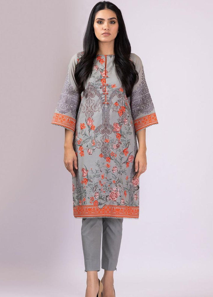 Al Karam Embroidered Lawn  Unstitched Kurti AK22S SS-59.1-22 Grey - Summer Collection