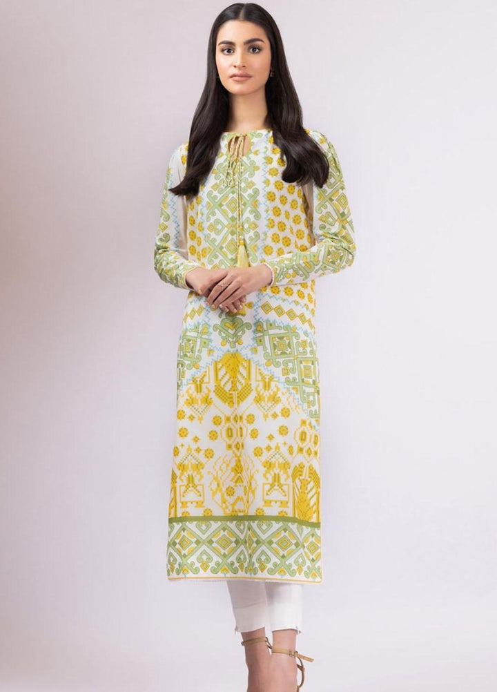Al Karam Printed Lawn  Unstitched Kurti AK22S SS-60.1-22 Yellow - Summer Collection