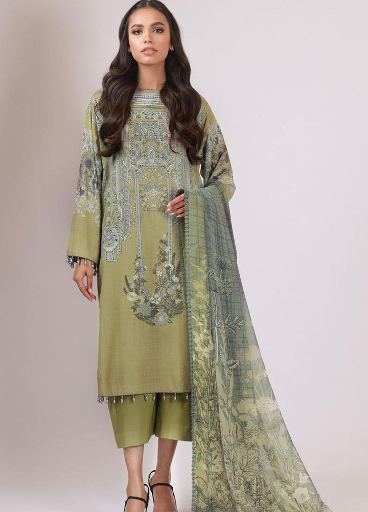 Al Karam Embroidered Lawn Suits Unstitched 3 Piece AK22S SS-9.1-22 Olive - Summer Collection
