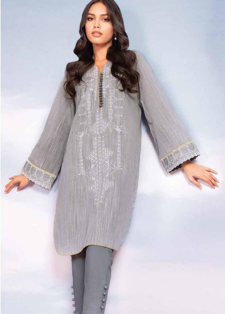 Al Karam Embroidered Yarn Dyed Suits Unstitched 2 Piece AK21W FW-31.1-21 Grey - Winter Collection