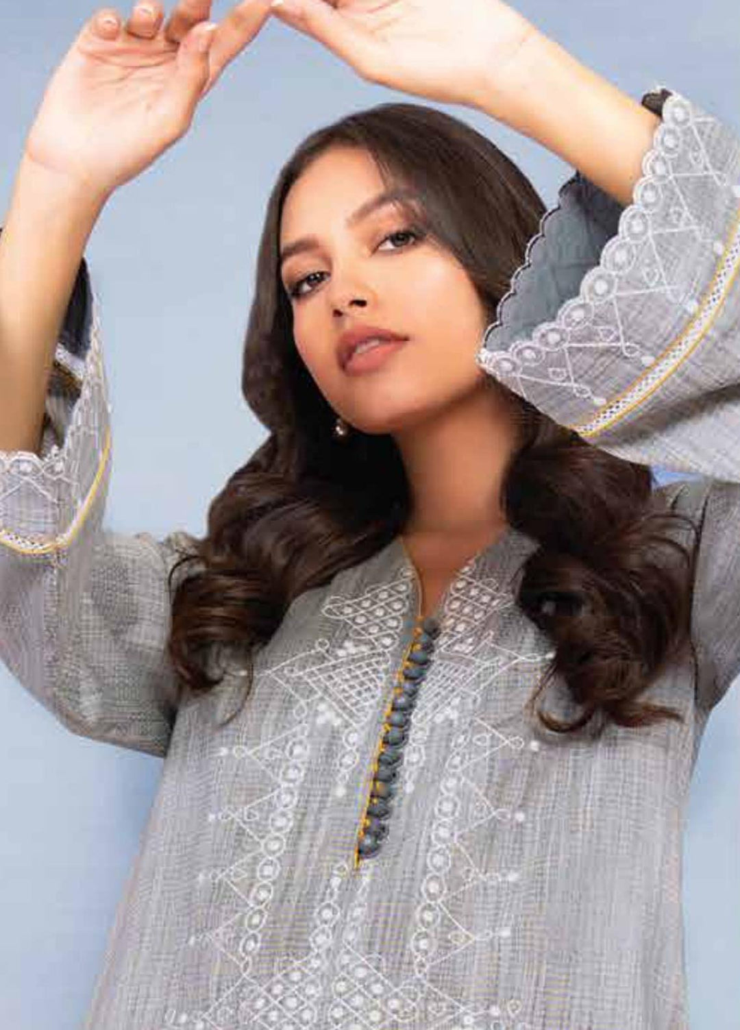 Al Karam Embroidered Yarn Dyed Suits Unstitched 2 Piece AK21W FW-31.1-21 Grey - Winter Collection