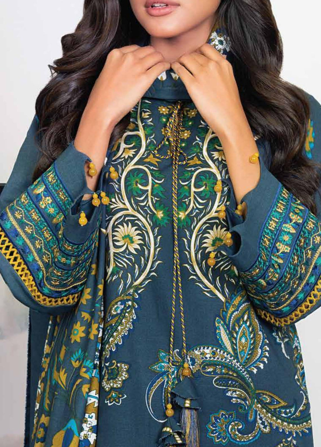 Al Karam Embroidered Khaddar Suits Unstitched 3 Piece AK21W FW-6.1-21-Blue - Winter Collection