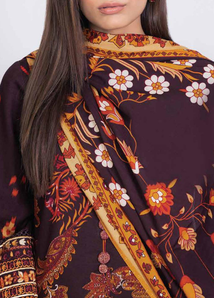 Al Karam Embroidered Khaddar Suits Unstitched 3 Piece AK21W FW-6.1-21-Brown - Winter Collection