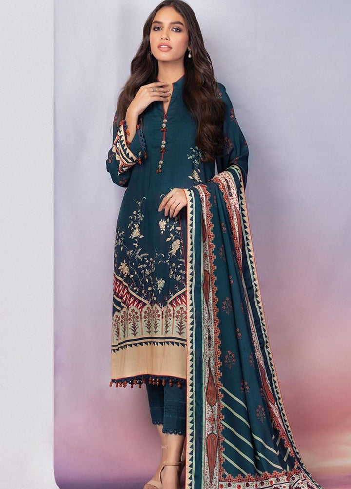 Al Karam Printed Viscose Suits Unstitched 3 Piece AK21W FW-7.1-21-Blue - Winter Collection