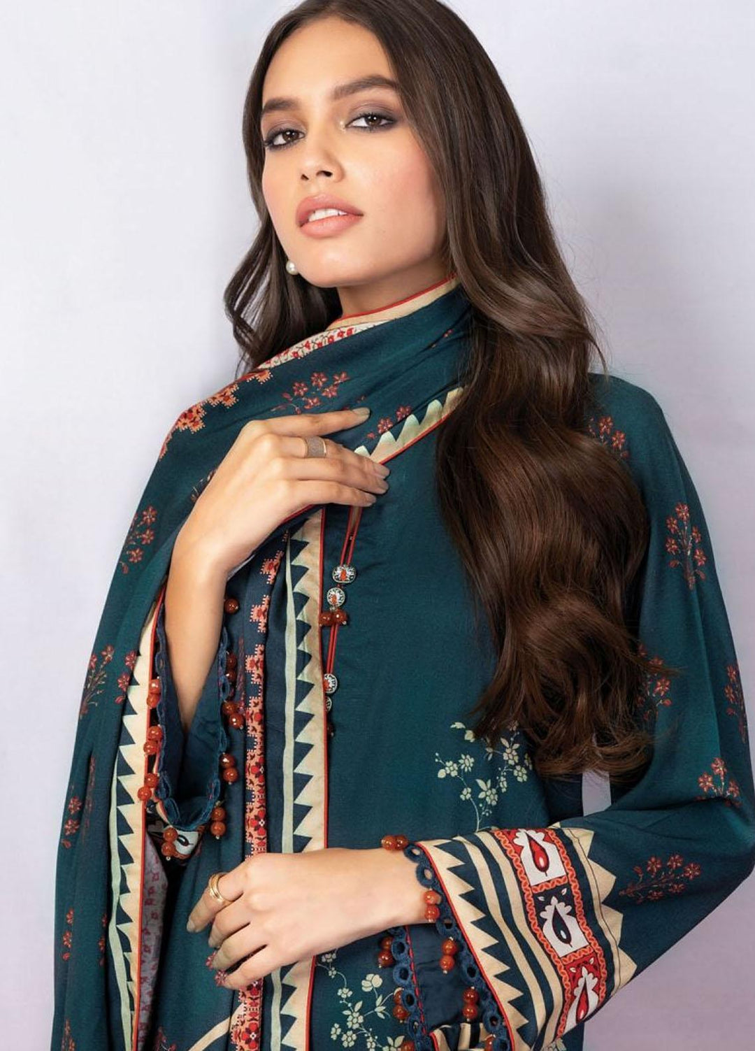 Al Karam Printed Viscose Suits Unstitched 3 Piece AK21W FW-7.1-21-Blue - Winter Collection