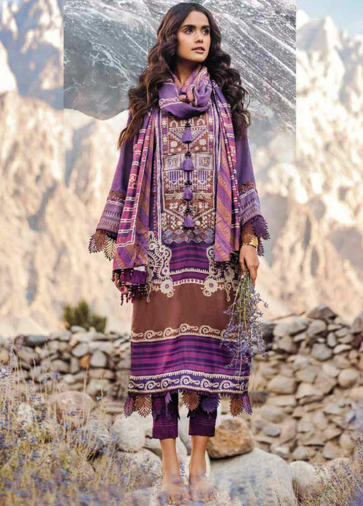 Al Karam Embroidered Twill Viscose Suits Unstitched 3 Piece AK21W FW-10-21 Magenta - Winter Collection