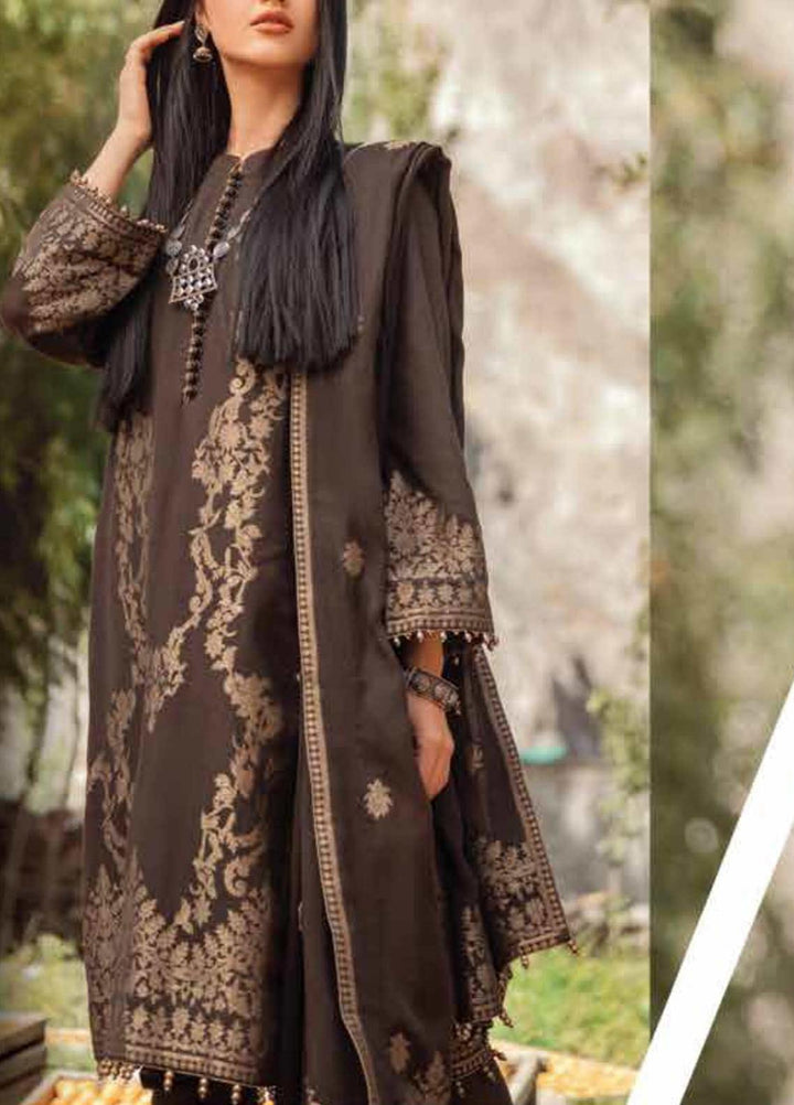 Al Karam Embroidered Viscose Suits Unstitched 3 Piece AK21W FW-11.1-21 Brown - Winter Collection