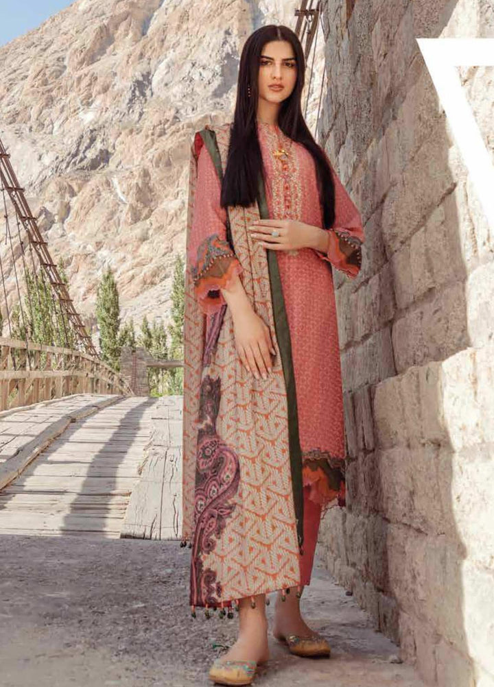Al Karam Embroidered Karandi Suits Unstitched 3 Piece AK21W FW-22.1-21 Pink - Winter Collection