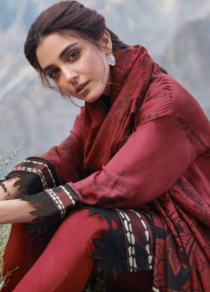 Al Karam Printed Twill Viscose Suits Unstitched 3 Piece AK21W FW-25.1-21 Red - Winter Collection