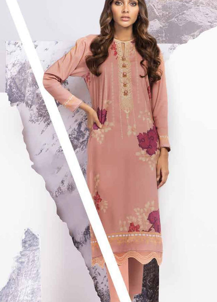 Al Karam Embroidered Viscose Suits Unstitched 2 Piece AK21W FW-30.1-21 Pink - Winter Collection