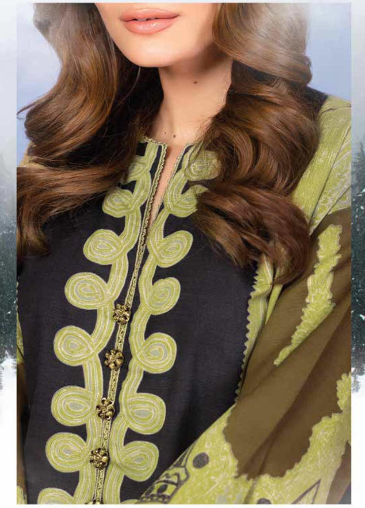 Al Karam Printed Khaddar Suits Unstitched 2 Piece AK21W FW-32-21 Brown - Winter Collection