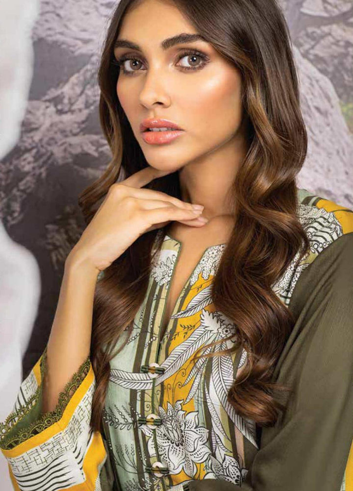 Al Karam Printed Cotail Viscose Suits Unstitched 2 Piece AK21W FW-35-21 Green - Winter Collection