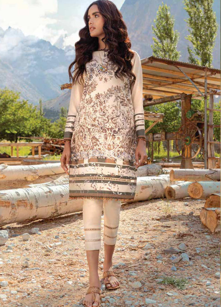 Al Karam Printed Karandi Suits Unstitched 2 Piece AK21W FW-37-21 Cream - Winter Collection