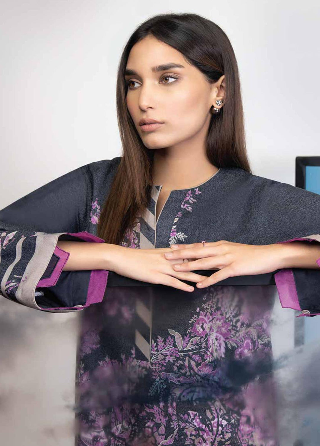 Al Karam Printed Karandi Suits Unstitched 2 Piece AK21W FW-37-21 Purple - Winter Collection