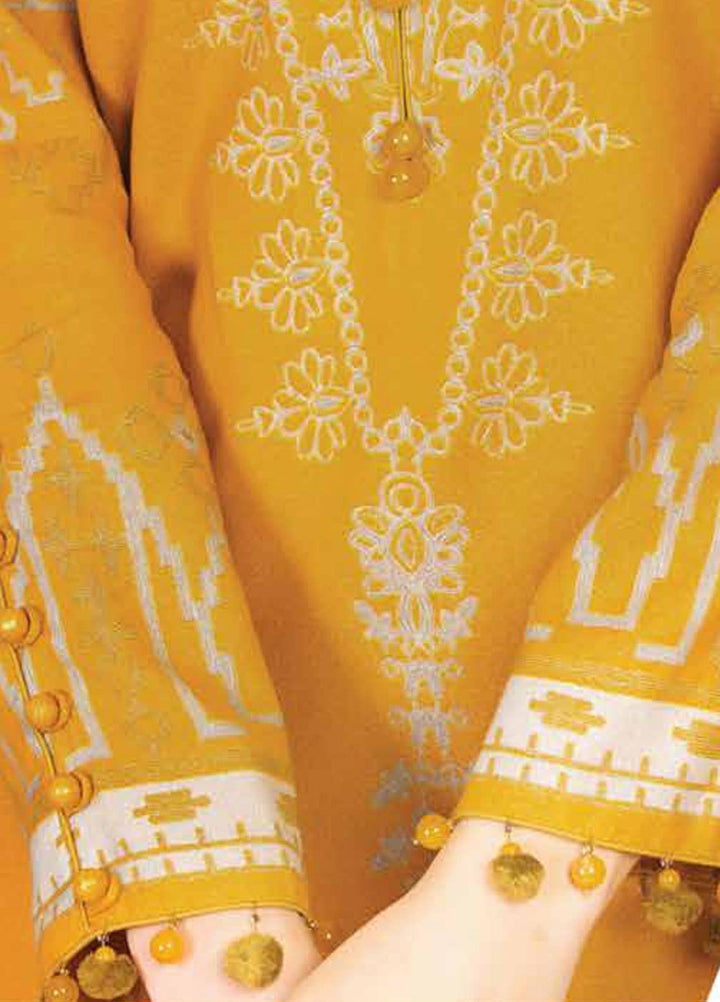 Al Karam Printed Karandi Suits Unstitched 2 Piece AK21W FW-37.1-21 Yellow - Winter Collection