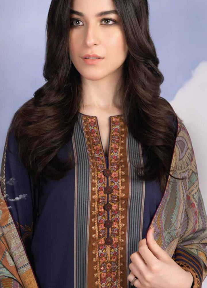 Al Karam Embroidered Viscose Suits Unstitched 2 Piece AK21W FW-38-21 Blue - Winter Collection