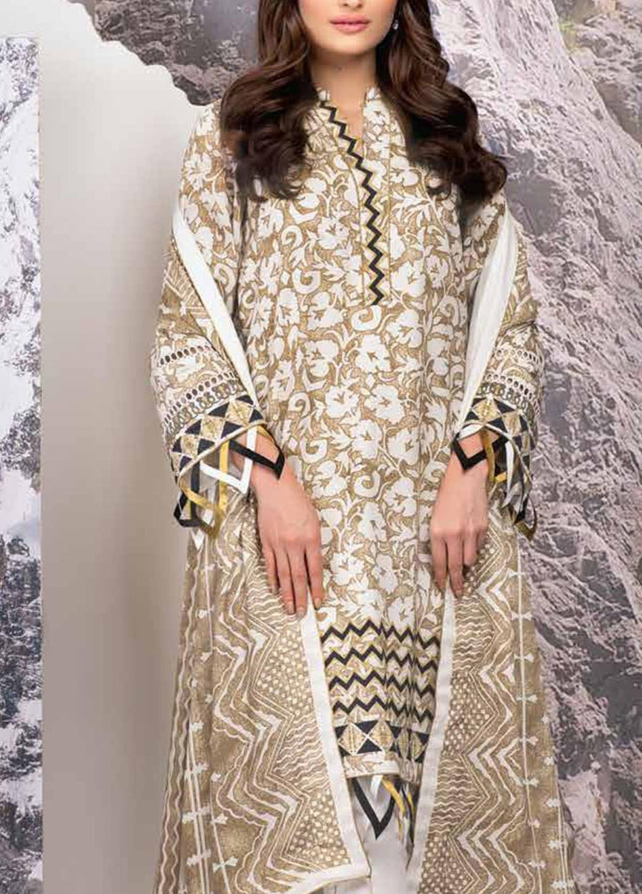 Al Karam Printed Viscose Suits Unstitched 2 Piece AK21W FW-38.1-21 Beige - Winter Collection