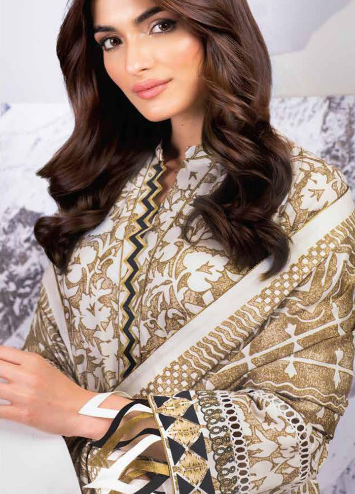 Al Karam Printed Viscose Suits Unstitched 2 Piece AK21W FW-38.1-21 Beige - Winter Collection