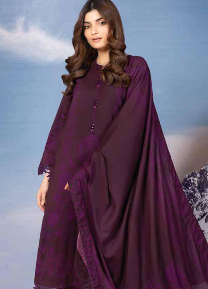 Al Karam Printed Viscose Suits Unstitched 2 Piece AK21W FW-42-21 Maroon - Winter Collection