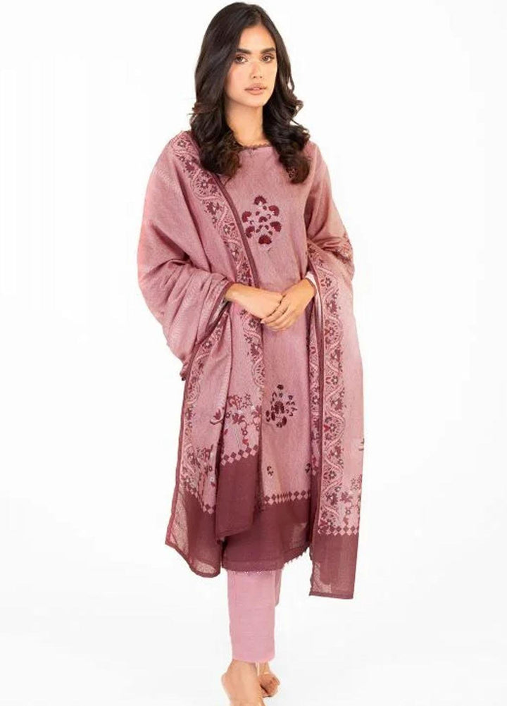 Al Karam Embroidered Karandi Suits Unstitched 3 Piece AK22FW FW-12.1-22-Maroon - Winter Collection