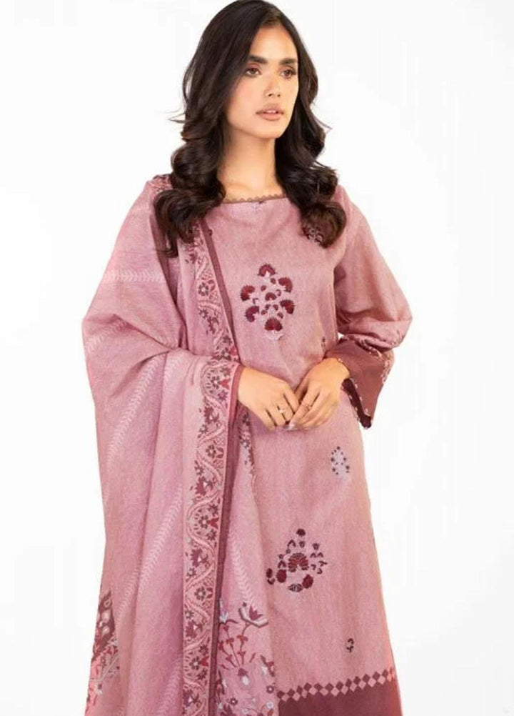 Al Karam Embroidered Karandi Suits Unstitched 3 Piece AK22FW FW-12.1-22-Maroon - Winter Collection