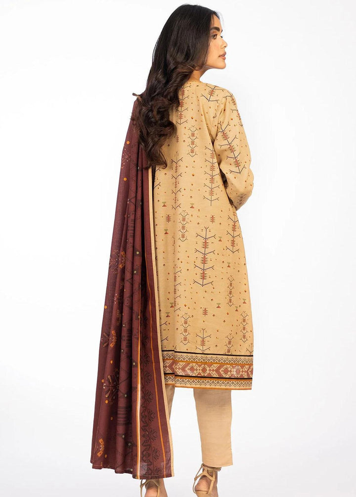 Al Karam Embroidered Khaddar Suits Unstitched 3 Piece AK22W FW-18.1-22-Beige - Winter Collection