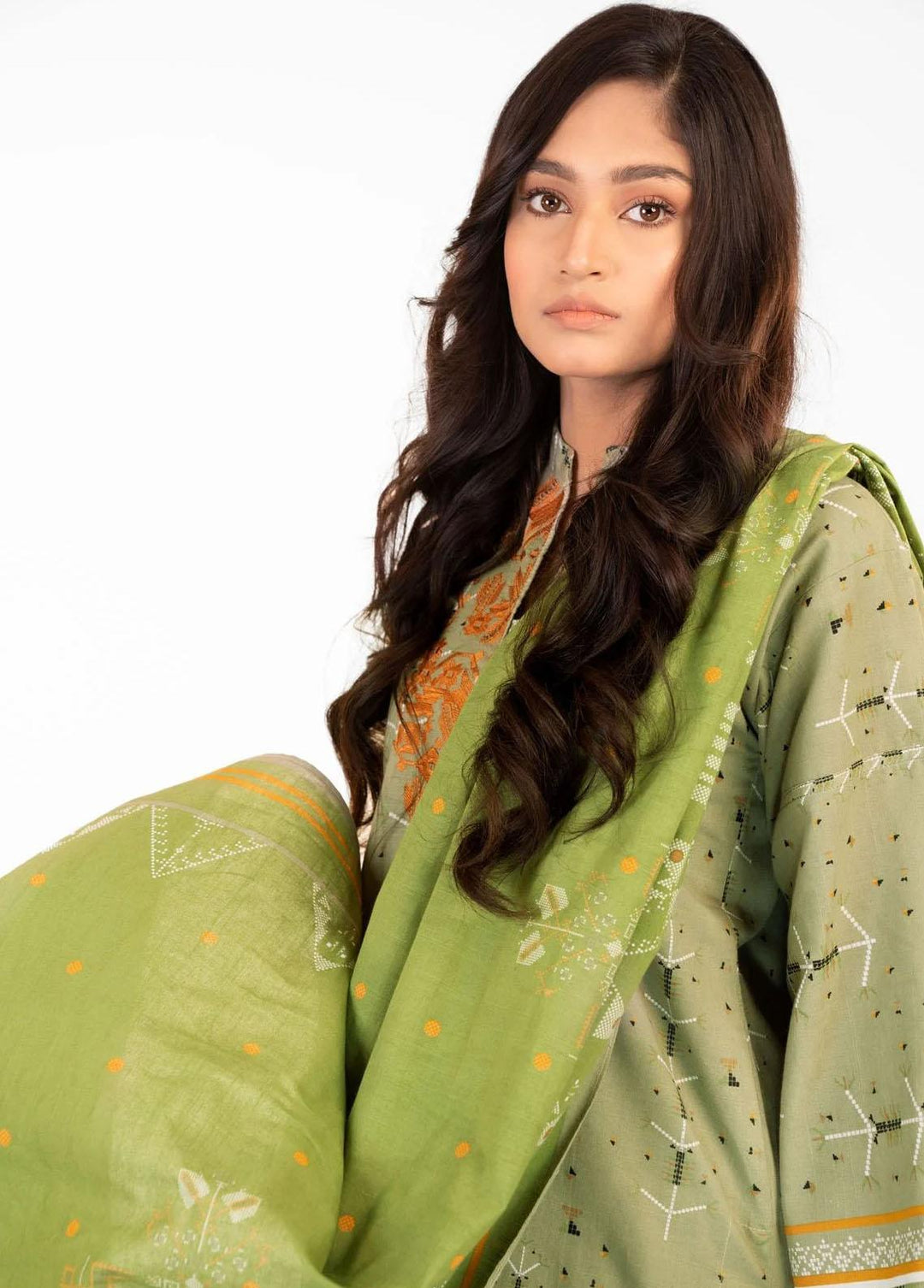 Al Karam Embroidered Khaddar Suits Unstitched 3 Piece AK22W FW-18.1-22-Mint Green - Winter Collection