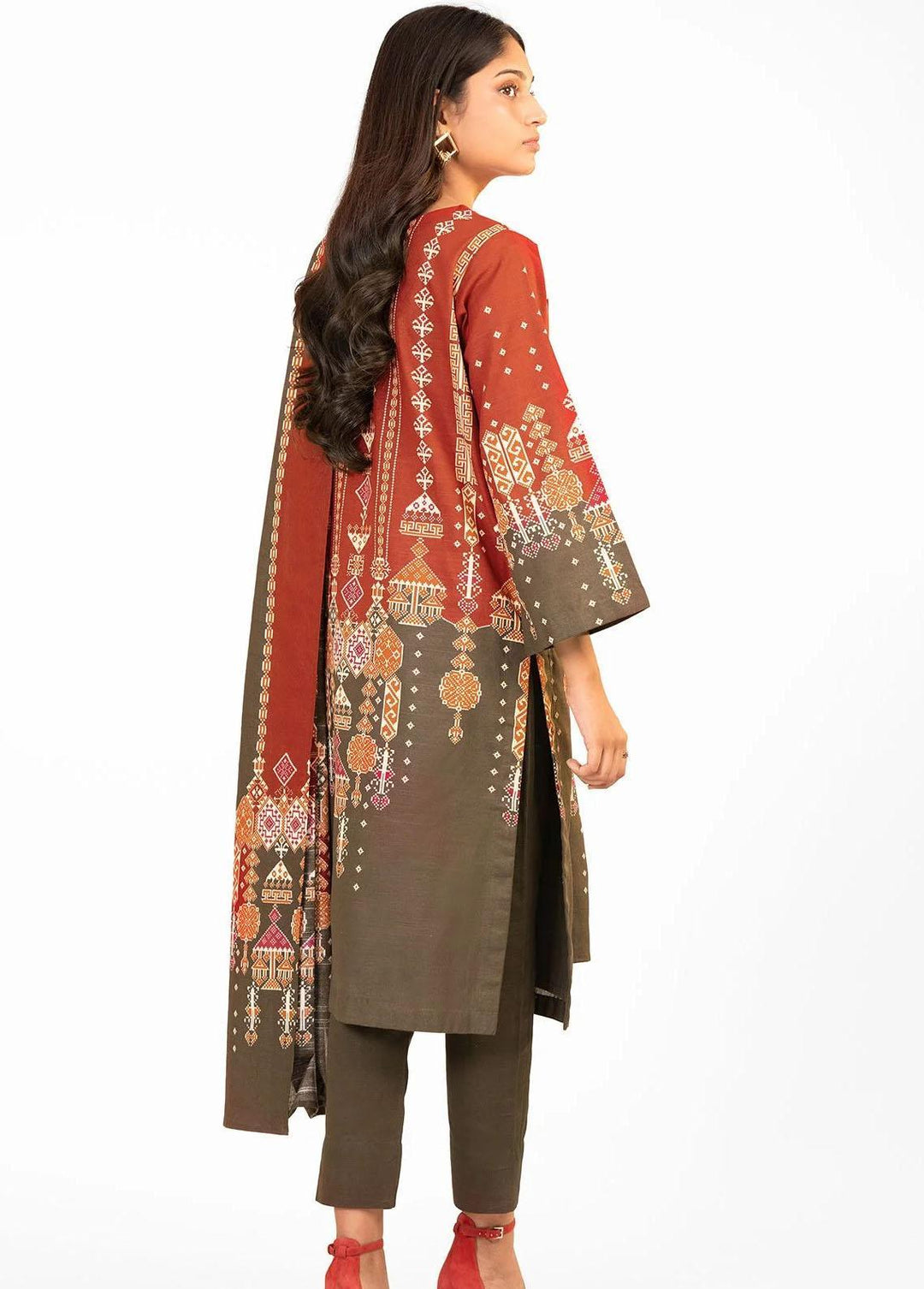 Al Karam Embroidered Khaddar Suits Unstitched 3 Piece AK22W FW-25-22-Red - Winter Collection