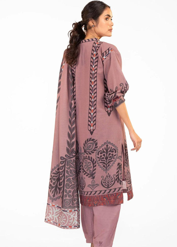 Al Karam Printed Khaddar Suits Unstitched 3 Piece AK22W FW-27-22-Pink - Winter Collection