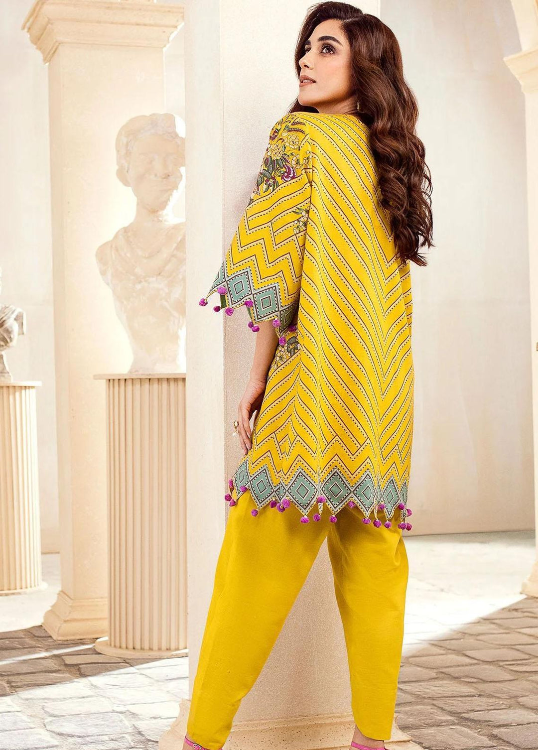 Al Karam Printed Khaddar Suits Unstitched 2 Piece AK22W FW-38.1-22-Yellow - Winter Collection