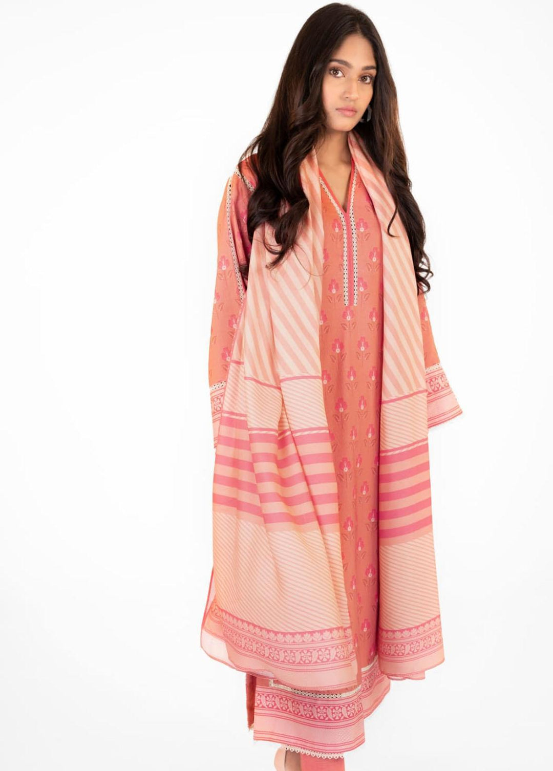 Al Karam Printed Khaddar Suits Unstitched 3 Piece AK22W FW-4.1-22-Pink - Winter Collection