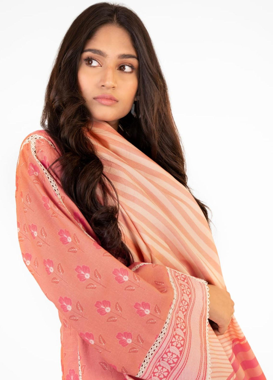 Al Karam Printed Khaddar Suits Unstitched 3 Piece AK22W FW-4.1-22-Pink - Winter Collection